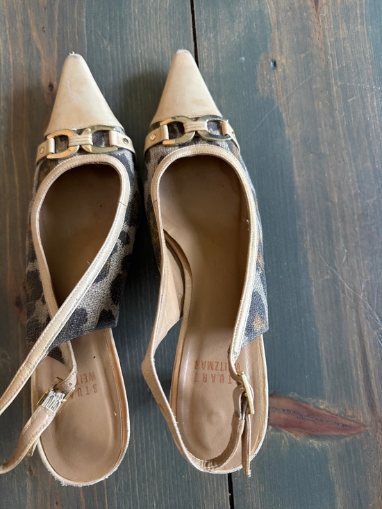 Stuart Weitzman Leopard Print Slingback Heels - Size 8M - Picture 1 of 4